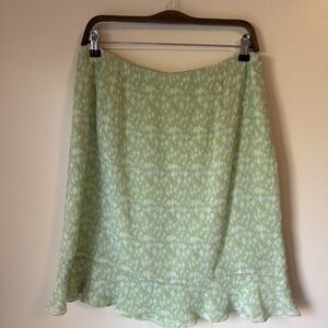 Cynthia Howie Womens Silk Skirt Ruffle Fairycore Size 14P Green Whimsical NWT
